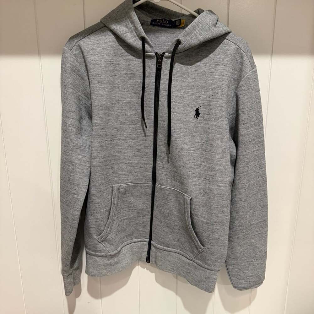 Polo Ralph Lauren Double-Knit Full-Zip Hoodie Size S Gray